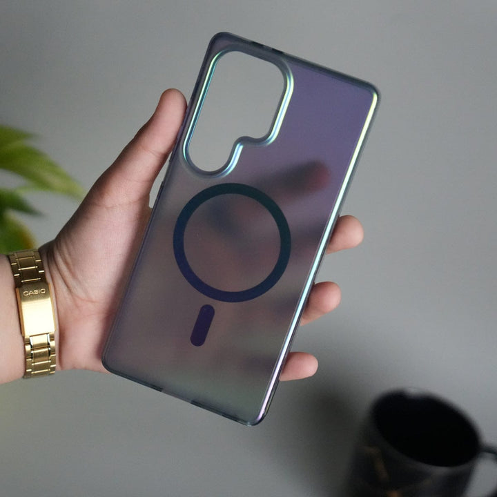 FRATO Samsung S25U Smoke Black Galaxy S25 Ultra Holography Sparkly Shiny Case Magsafe Cover