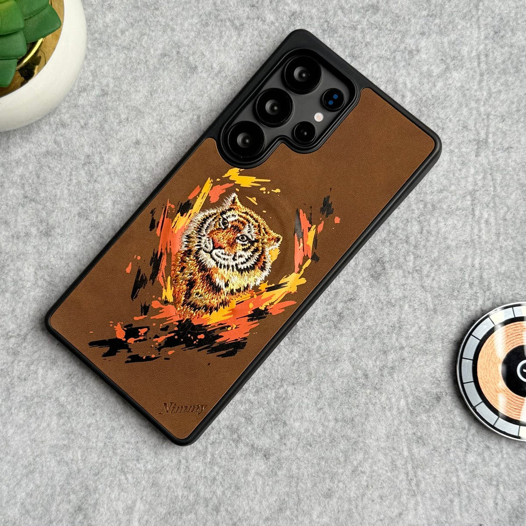 FRATO Samsung S25U Tiger Samsung Galaxy S25 Ultra Wild Animal 3D Embroidery MagSafe Case