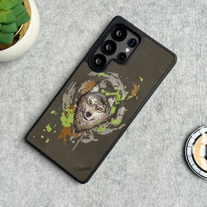 FRATO Samsung S25U Wolf Samsung Galaxy S25 Ultra Wild Animal 3D Embroidery MagSafe Case