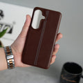 Galaxy S26 Leather Case | Classic Middle Stitched PU Back Cover