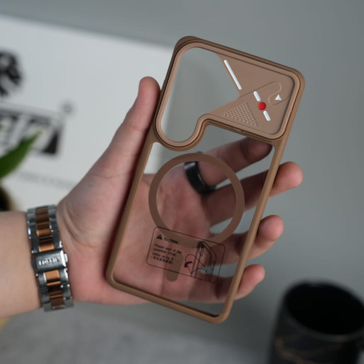 FRATO Samsung S26 Brown Galaxy S26 Transparent MagSafe Geometric Rubber Case