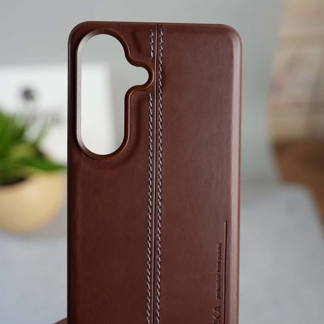 FRATO Samsung S26 Galaxy S26 Leather Case | Classic Middle Stitched PU Back Cover
