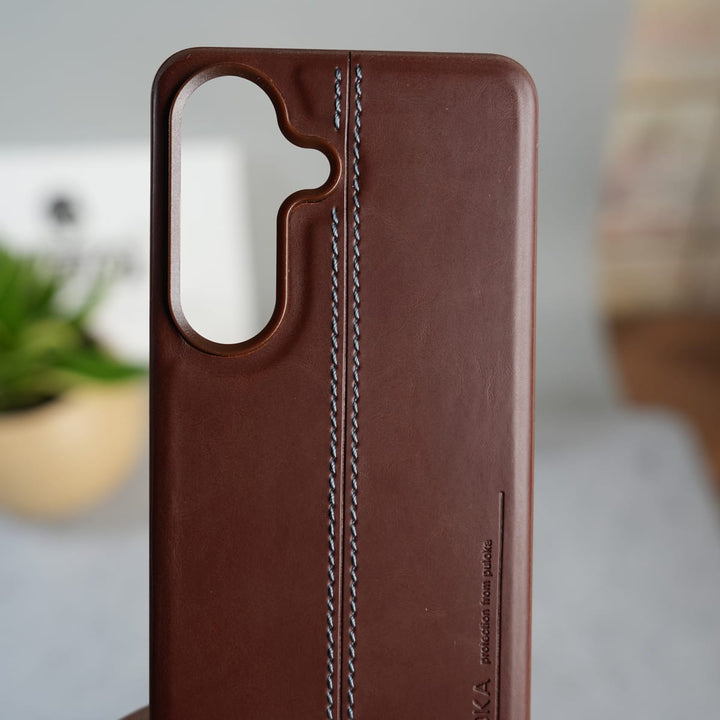 FRATO Samsung S26 Galaxy S26 Leather Case | Classic Middle Stitched PU Back Cover