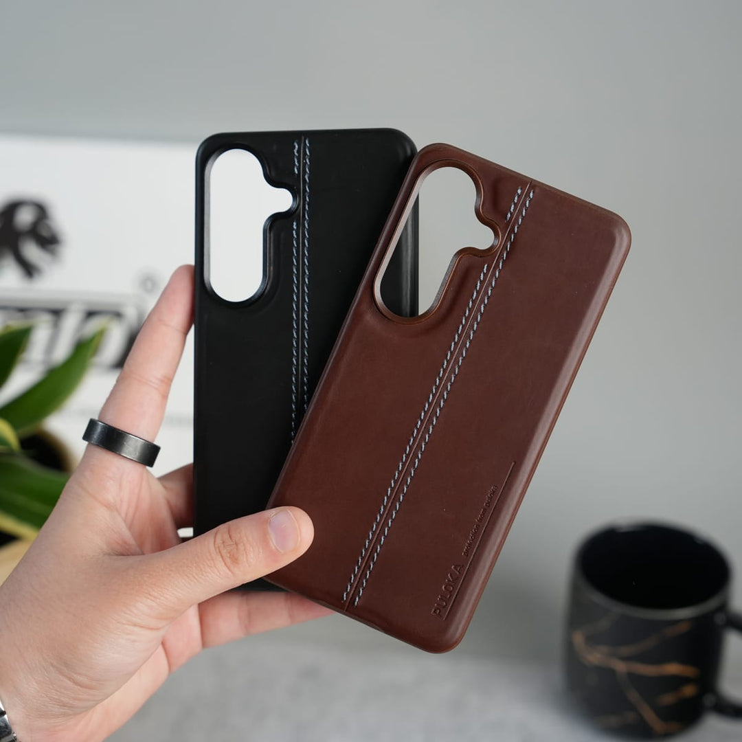 FRATO Samsung S26 Galaxy S26 Leather Case | Classic Middle Stitched PU Back Cover