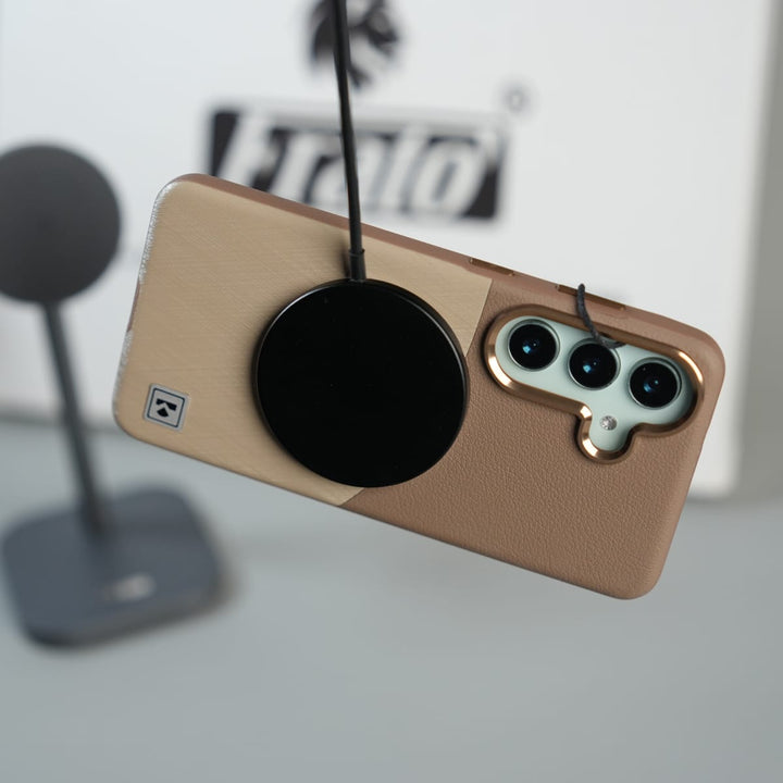 FRATO Samsung S26 Galaxy S26 Premium Dual-Tone PU Leather MagSafe Case with Metal Camera Guard