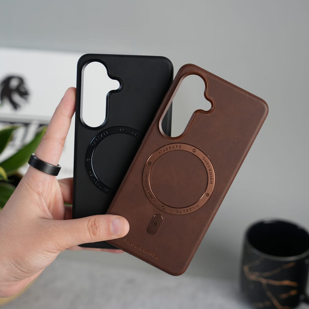 FRATO Samsung S26 Galaxy S26 Premium PU Leather Metal MagSafe Ring Cover