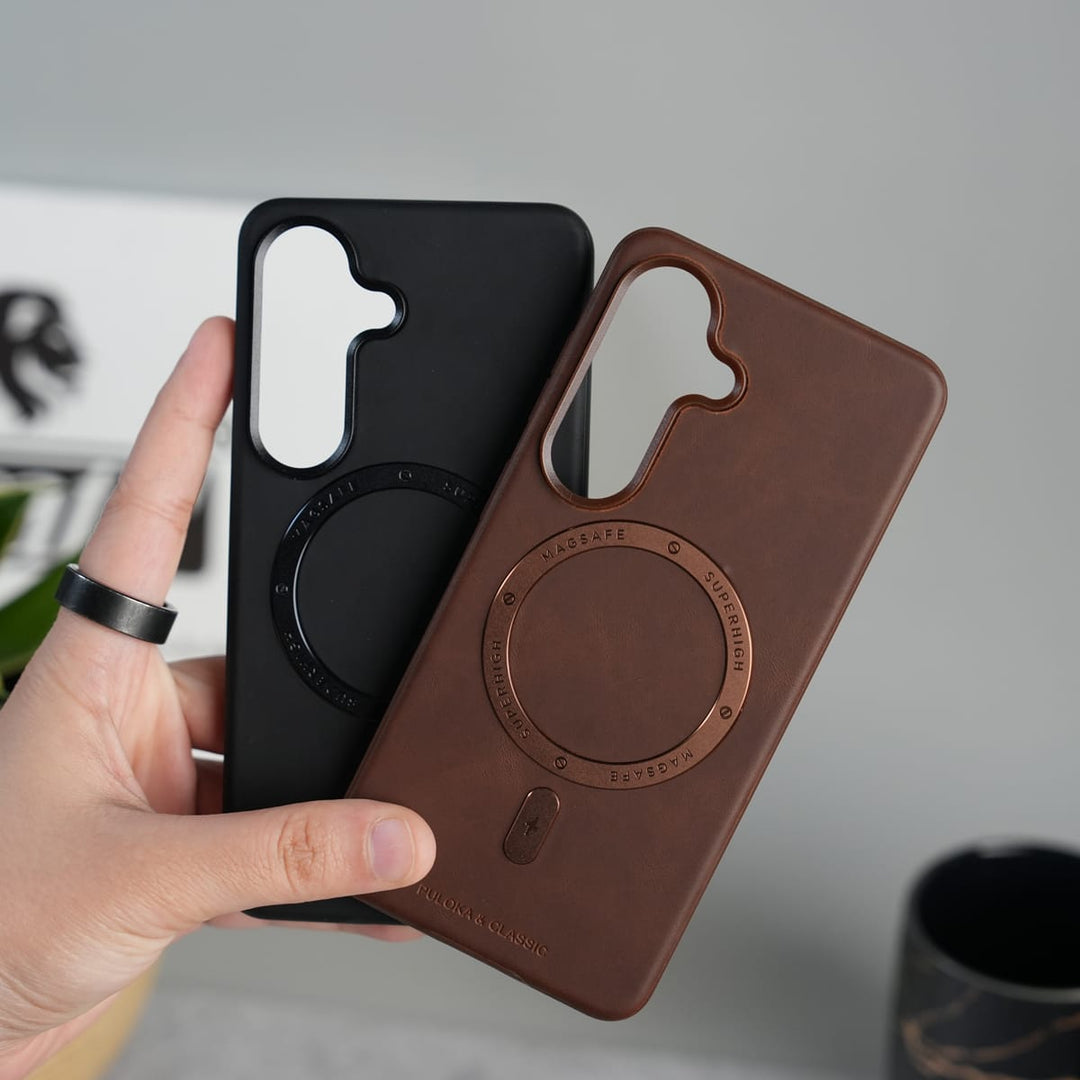 FRATO Samsung S26 Galaxy S26 Premium PU Leather Metal MagSafe Ring Cover