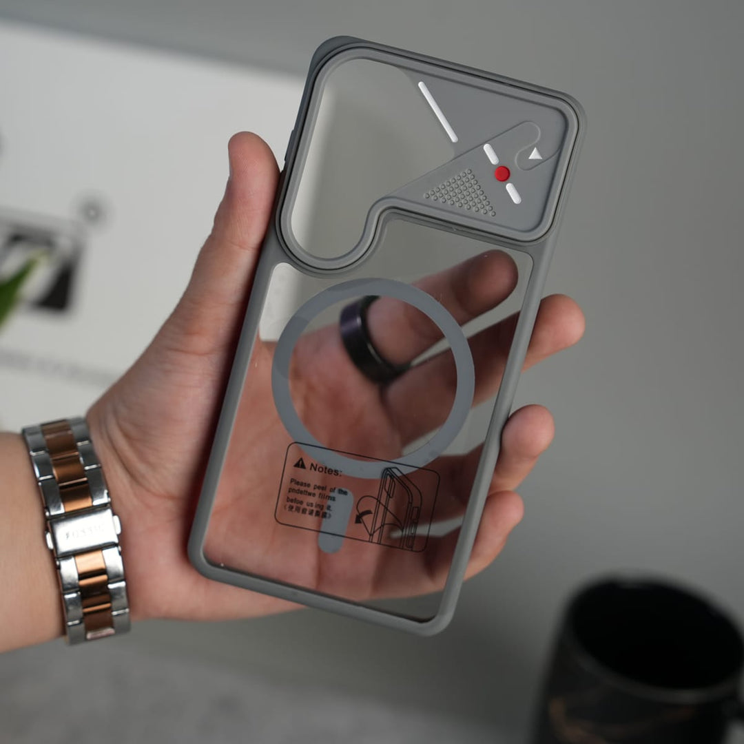 FRATO Samsung S26 Gray Galaxy S26 Transparent MagSafe Geometric Rubber Case