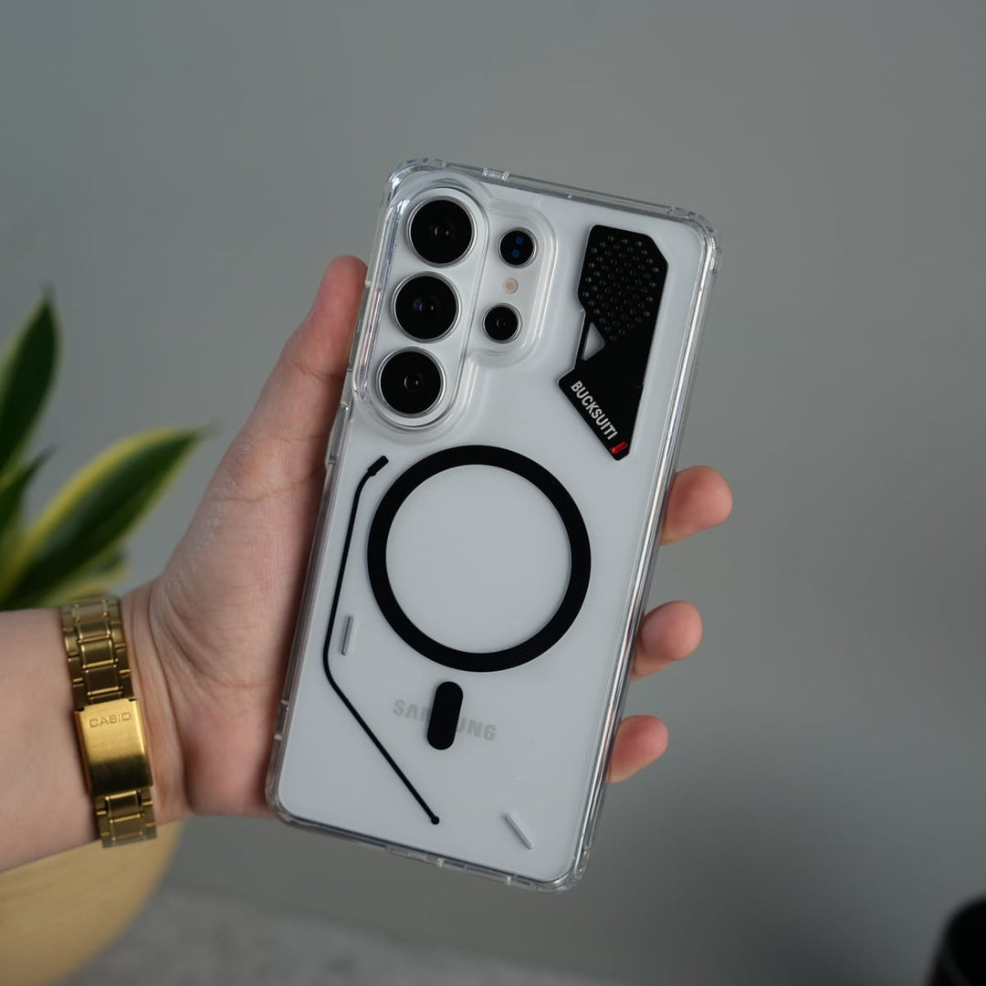 FRATO Samsung S26 Ultra Black Galaxy S26 Ultra Clear MagSafe Case | Transparent Cover with Metal Grille Design