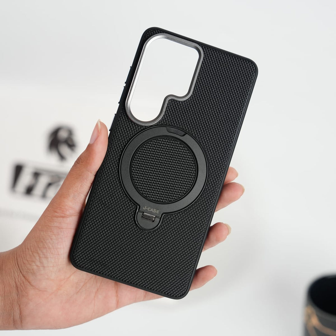 FRATO Samsung S26 Ultra Black Galaxy S26 Ultra Dotted Rotating Metal Stand Case