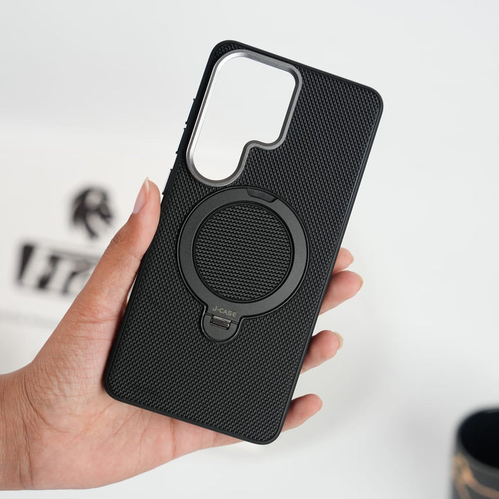 FRATO Samsung S26 Ultra Black Galaxy S26 Ultra Dotted Rotating Metal Stand Case