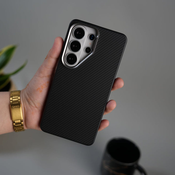 FRATO Samsung S26 Ultra Black Galaxy S26 Ultra Metal Camera Ring Carbon Fiber Design Cover
