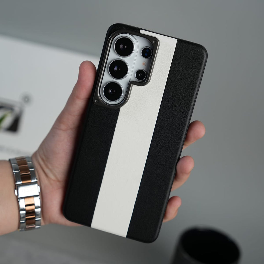FRATO Samsung S26 Ultra Black Galaxy S26 Ultra Premium Leather Stripe Case Cover