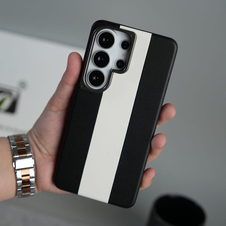 FRATO Samsung S26 Ultra Black Galaxy S26 Ultra Premium Leather Stripe Case Cover