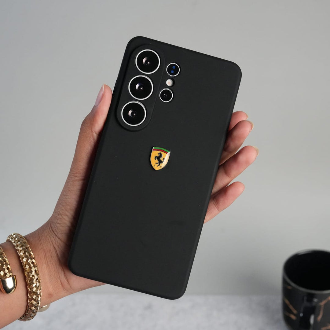 FRATO Samsung S26 Ultra Black Galaxy S26 Ultra Sports Car Logo Liquid Silicone Case Cover