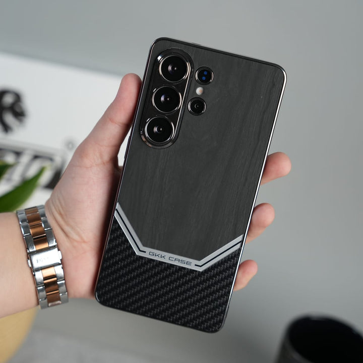 FRATO Samsung S26 Ultra Black GKK Electroplated Leather-like Wood Grain Cover for Galaxy S26 Ultra