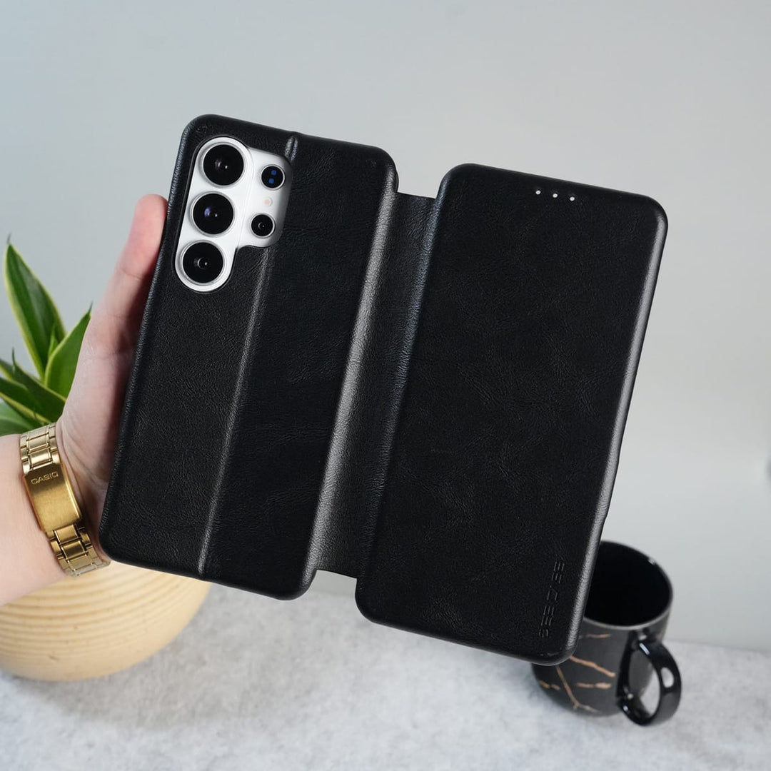 FRATO Samsung S26 Ultra Black Samsung Galaxy S26 Ultra PU Leather Flip Card Slot Soft Magnetic Closure Case Cover