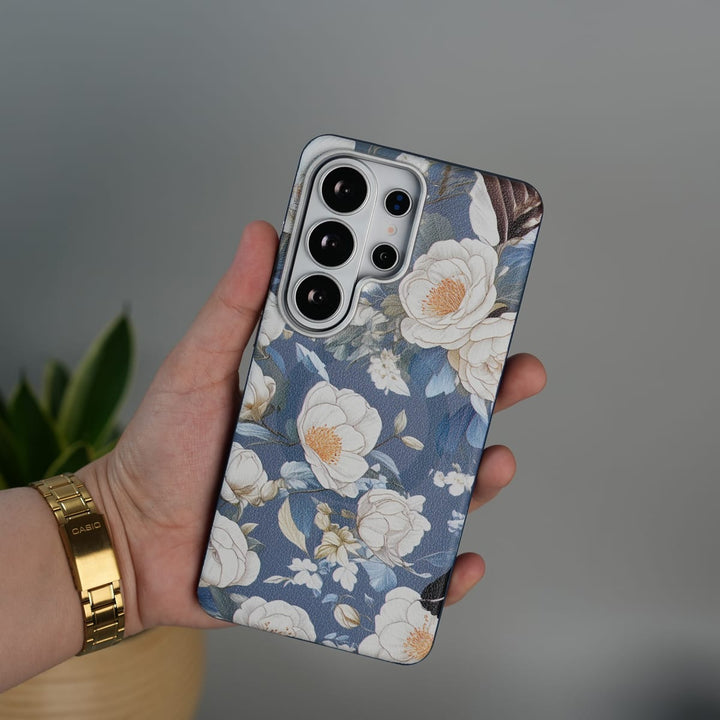 FRATO Samsung S26 Ultra Blue Galaxy S26 Ultra Premium Floral Leather MagSafe Case Back Cover