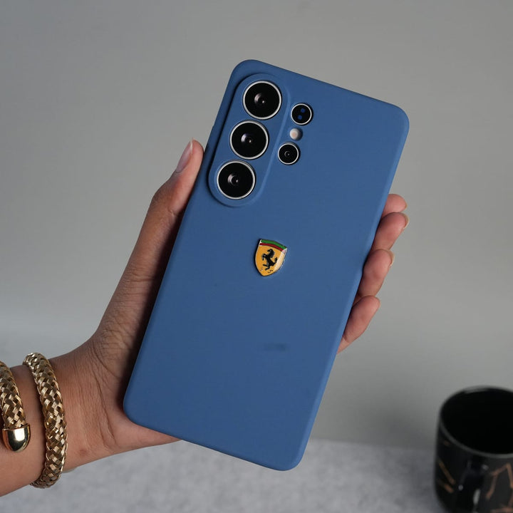 FRATO Samsung S26 Ultra Blue Galaxy S26 Ultra Sports Car Logo Liquid Silicone Case Cover