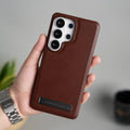 Galaxy S26 Ultra Full PU Leather Inbuilt Metal Stand Case Cover