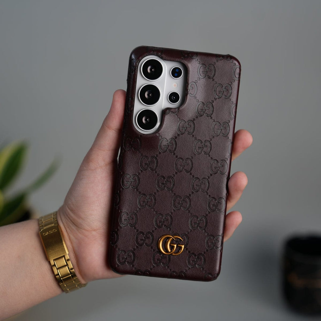 FRATO Samsung S26 Ultra Brown Galaxy S26 Ultra Luxury GG Fashion Leather Brand Case Cover