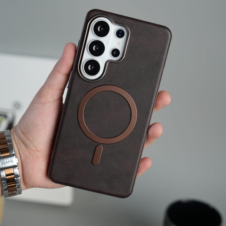 FRATO Samsung S26 Ultra Brown Galaxy S26 Ultra Metallic Textured Leather Case Cover