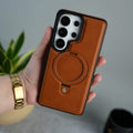 Galaxy S26 Ultra Premium Leather MagSafe Case with Kickstand & Camera Protection | Luxury Slim Cover
