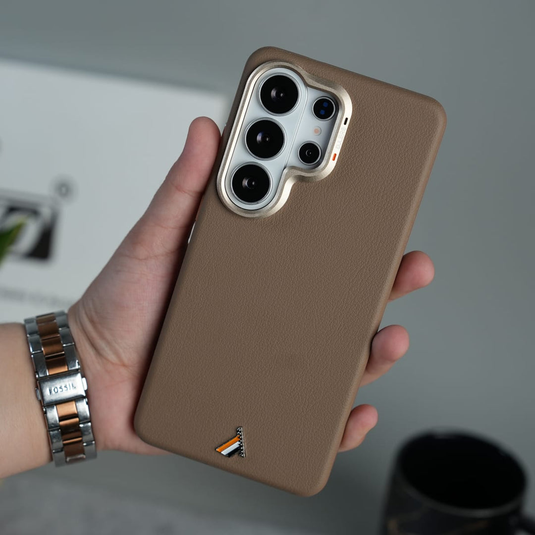 FRATO Samsung S26 Ultra Brown Galaxy S26 Ultra Premium Leather MagSafe Case with Metal Camera Protection