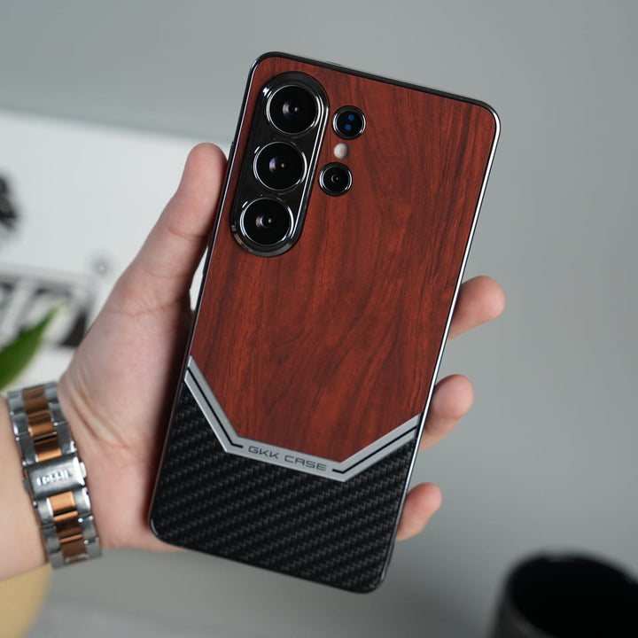 FRATO Samsung S26 Ultra Brown GKK Electroplated Leather-like Wood Grain Cover for Galaxy S26 Ultra