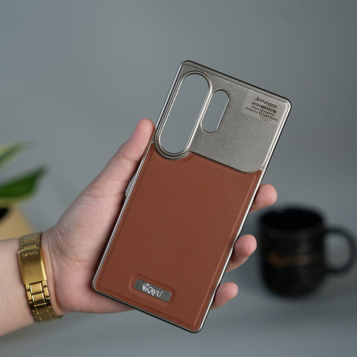 FRATO Samsung S26 Ultra Brown Samsung Galaxy S26 Ultra Premium Metallic AeroFLex Aluminium Leather Case