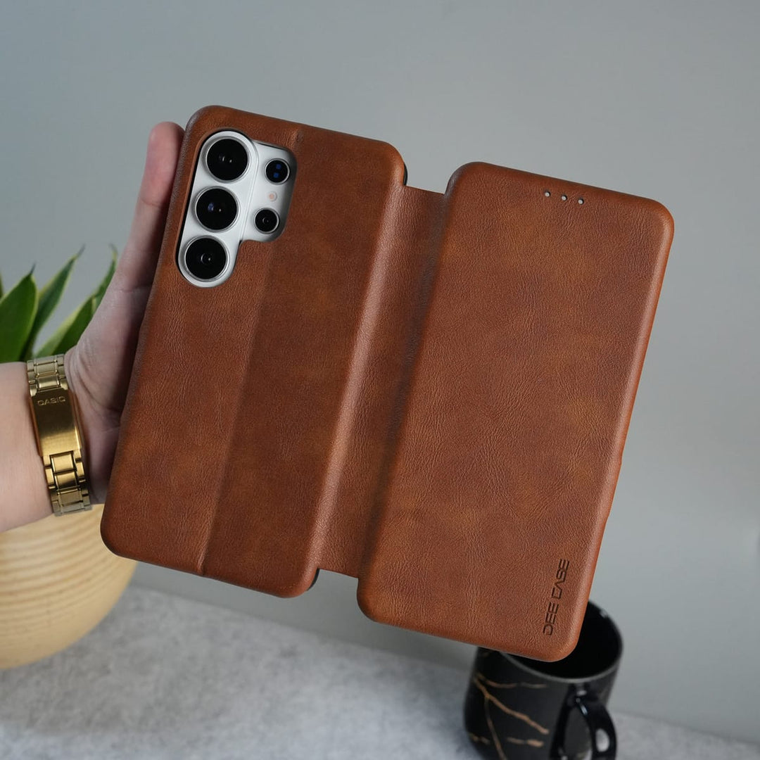 FRATO Samsung S26 Ultra Brown Samsung Galaxy S26 Ultra PU Leather Flip Card Slot Soft Magnetic Closure Case Cover