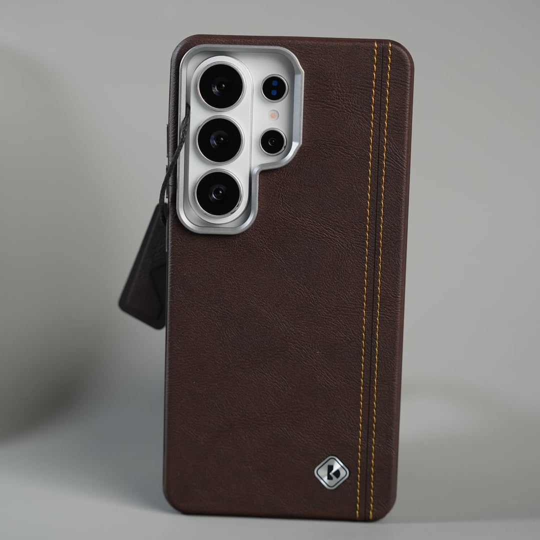 FRATO Samsung S26 Ultra Dark Brown Galaxy S26 Ultra Premium Stitched PU Leather Magsafe Case | Metal Camera Guard