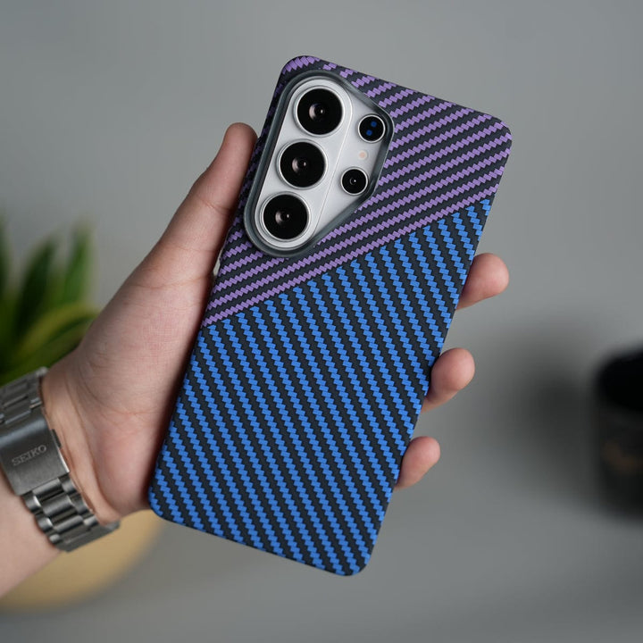 FRATO Samsung S26 Ultra Galaxy S26 Ultra Carbon Fiber Texture Design Hard Pc MagSafe Case Cover BluePurple Design