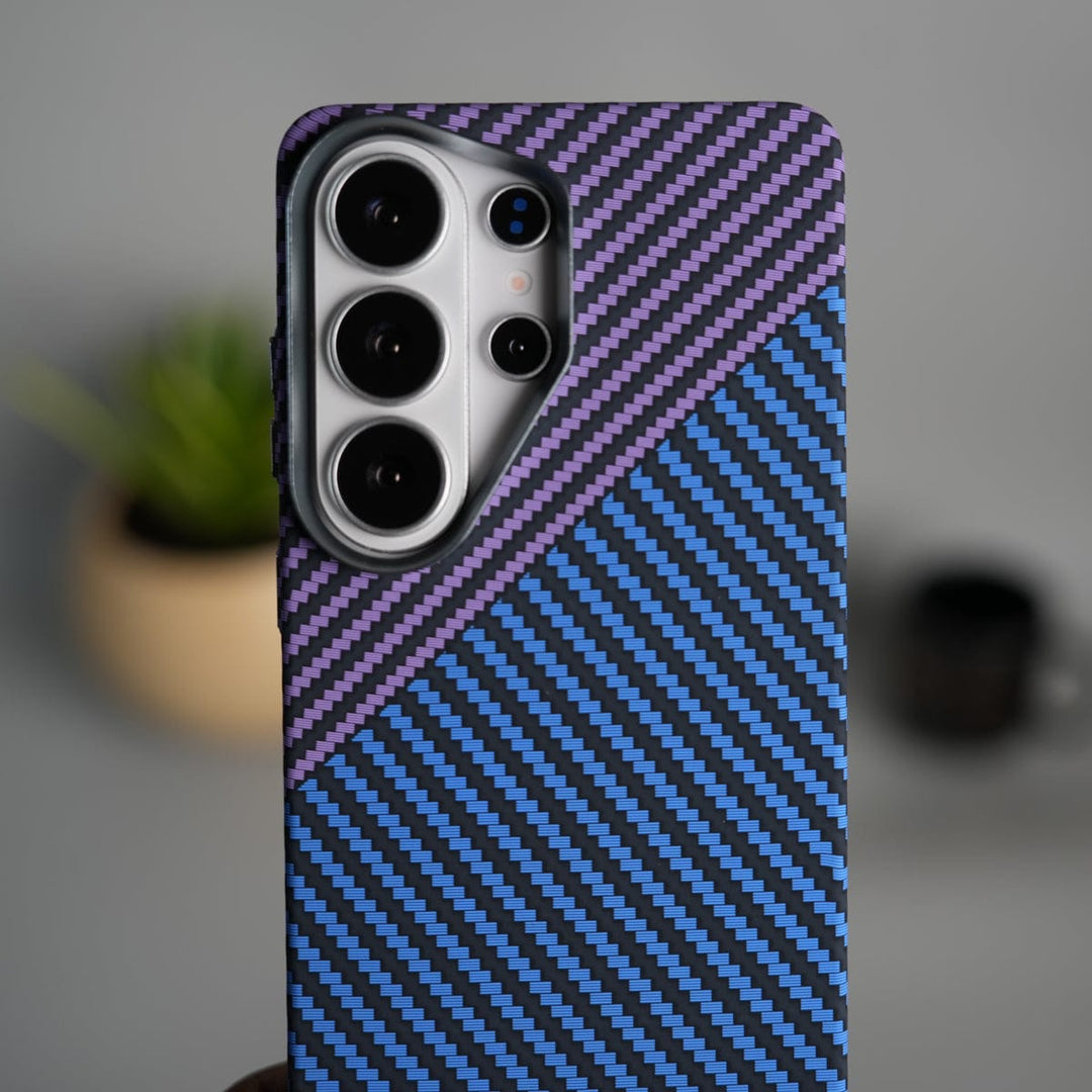 FRATO Samsung S26 Ultra Galaxy S26 Ultra Carbon Fiber Texture Design Hard Pc MagSafe Case Cover BluePurple Design