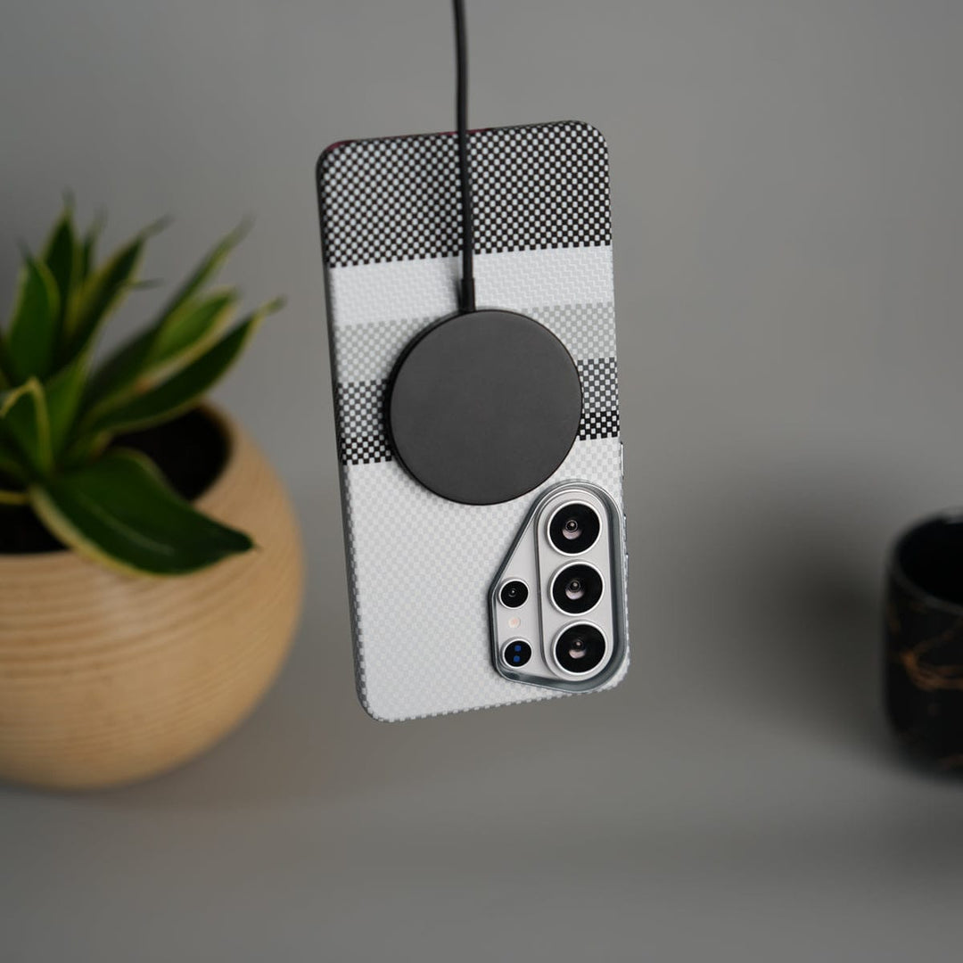 FRATO Samsung S26 Ultra Galaxy S26 Ultra Carbon Fiber Texture Design Hard Pc MagSafe Case Cover GrayBlackLine Design