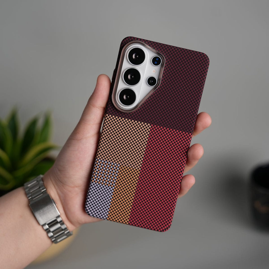 FRATO Samsung S26 Ultra Galaxy S26 Ultra Carbon Fiber Texture Design Hard Pc MagSafe Case Cover MaroonTop Design