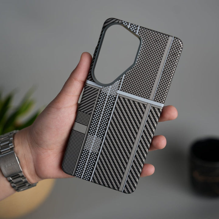 FRATO Samsung S26 Ultra Galaxy S26 Ultra Carbon Fiber Texture Design Hard Pc MagSafe Case Cover SilverMixLine Design