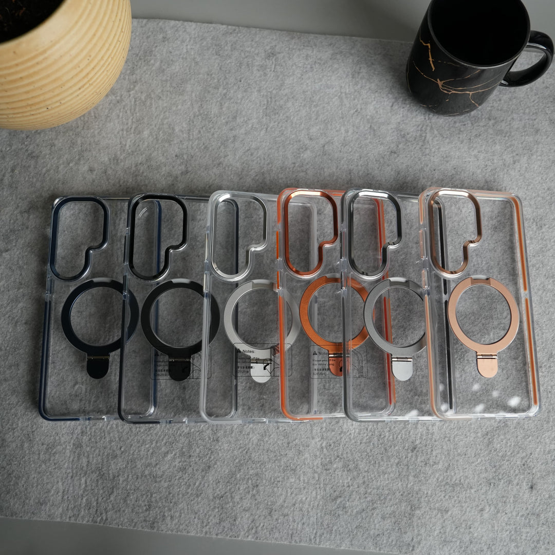 FRATO Samsung S26 Ultra Galaxy S26 Ultra Clear MagSafe Kickstand Case | Transparent Shockproof Slim Cover with Metal Ring Stand