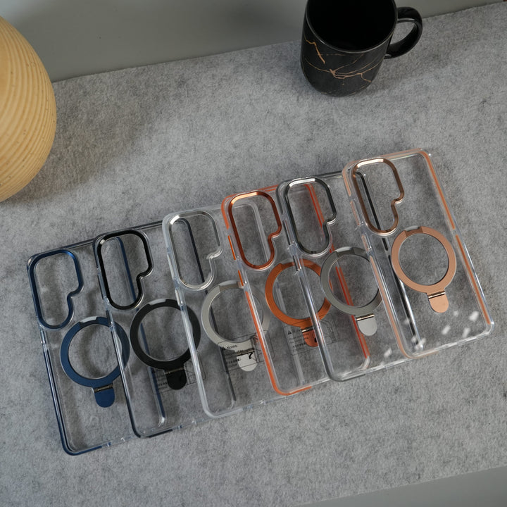 FRATO Samsung S26 Ultra Galaxy S26 Ultra Clear MagSafe Kickstand Case | Transparent Shockproof Slim Cover with Metal Ring Stand