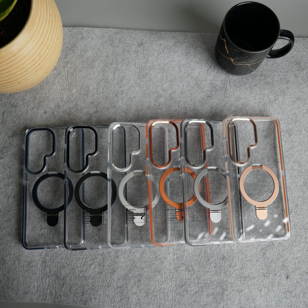 FRATO Samsung S26 Ultra Galaxy S26 Ultra Clear MagSafe Kickstand Case | Transparent Shockproof Slim Cover with Metal Ring Stand