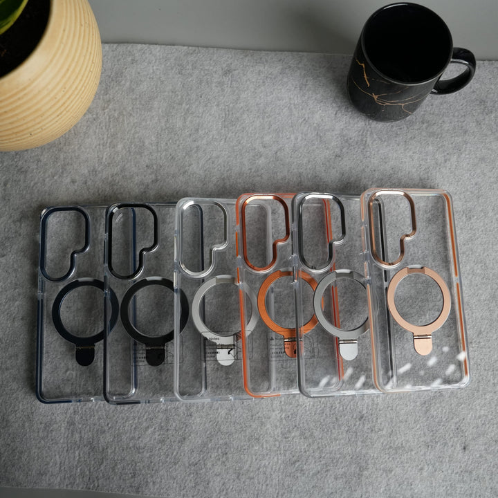 FRATO Samsung S26 Ultra Galaxy S26 Ultra Clear MagSafe Kickstand Case | Transparent Shockproof Slim Cover with Metal Ring Stand