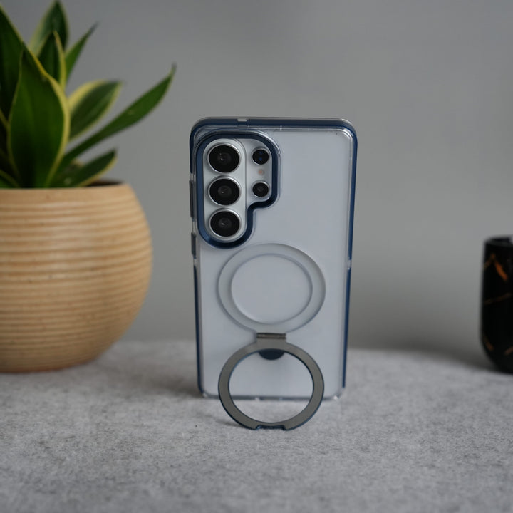 FRATO Samsung S26 Ultra Galaxy S26 Ultra Clear MagSafe Kickstand Case | Transparent Shockproof Slim Cover with Metal Ring Stand