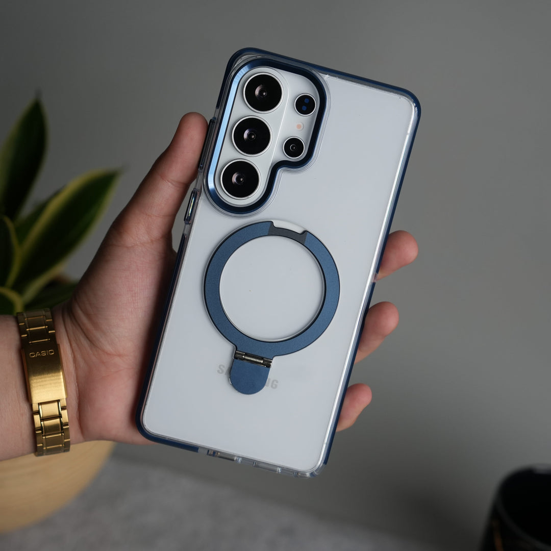 FRATO Samsung S26 Ultra Galaxy S26 Ultra Clear MagSafe Kickstand Case | Transparent Shockproof Slim Cover with Metal Ring Stand