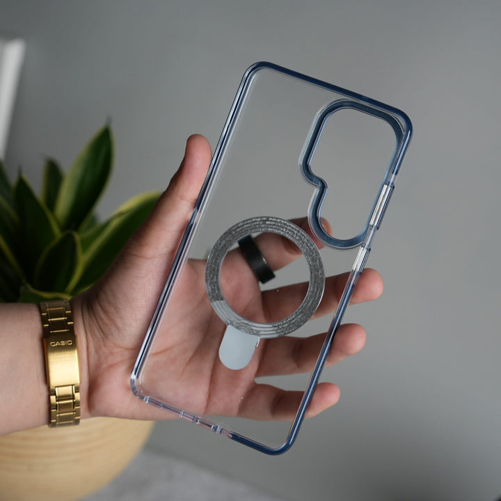 FRATO Samsung S26 Ultra Galaxy S26 Ultra Clear MagSafe Kickstand Case | Transparent Shockproof Slim Cover with Metal Ring Stand