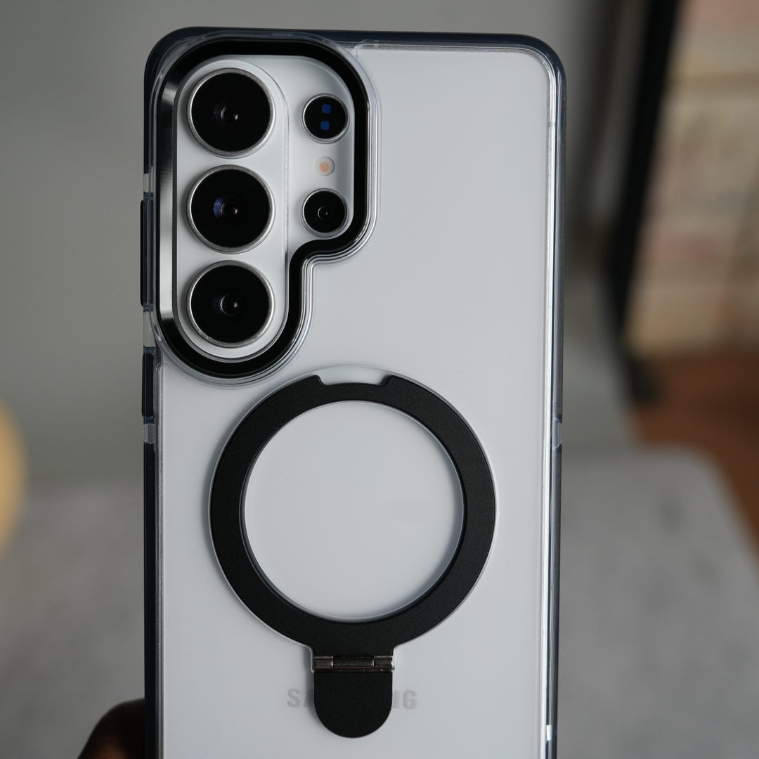 FRATO Samsung S26 Ultra Galaxy S26 Ultra Clear MagSafe Kickstand Case | Transparent Shockproof Slim Cover with Metal Ring Stand