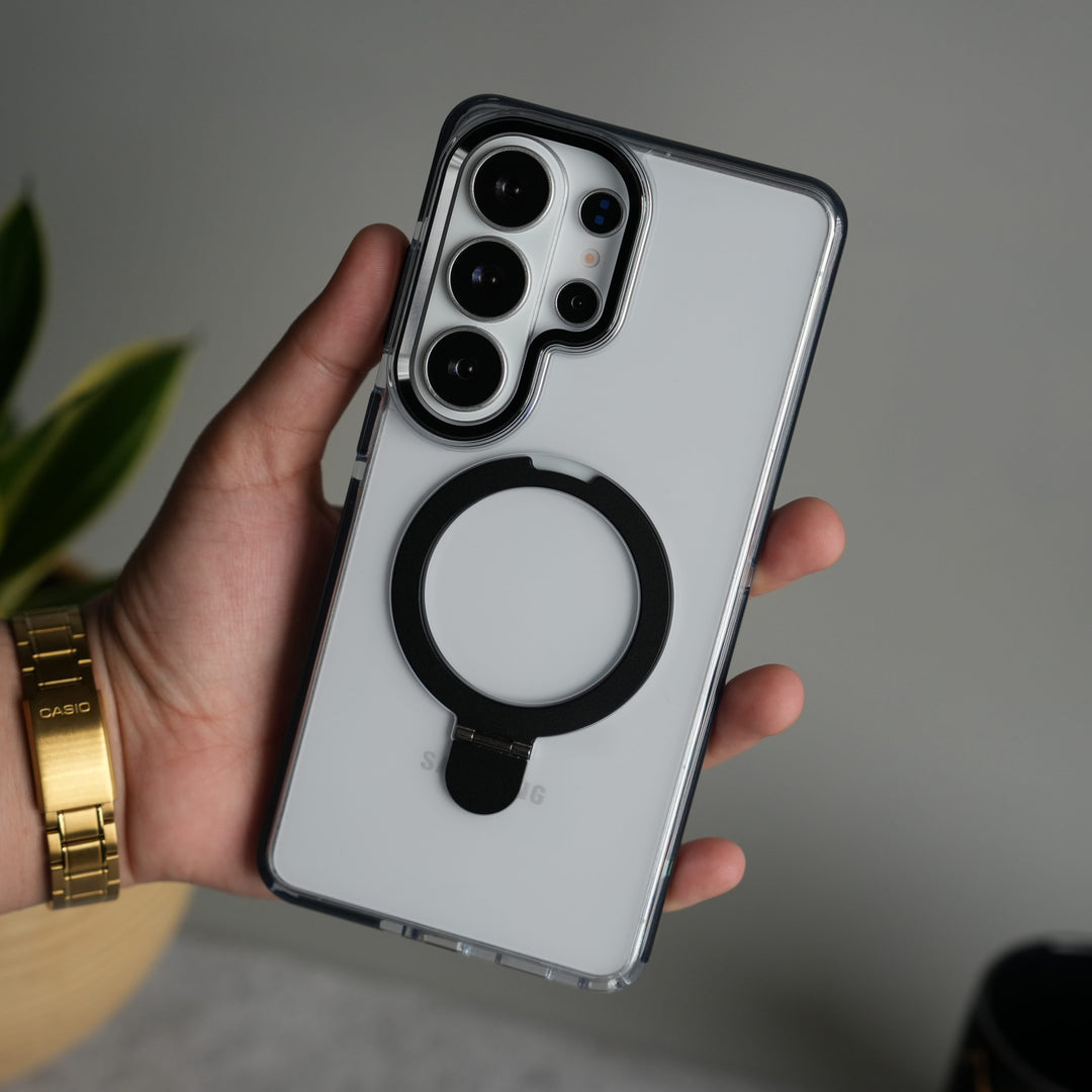 FRATO Samsung S26 Ultra Galaxy S26 Ultra Clear MagSafe Kickstand Case | Transparent Shockproof Slim Cover with Metal Ring Stand