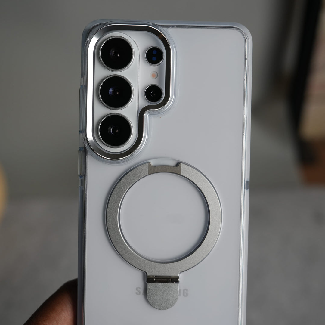 FRATO Samsung S26 Ultra Galaxy S26 Ultra Clear MagSafe Kickstand Case | Transparent Shockproof Slim Cover with Metal Ring Stand