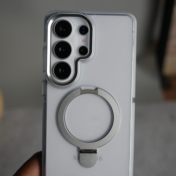 FRATO Samsung S26 Ultra Galaxy S26 Ultra Clear MagSafe Kickstand Case | Transparent Shockproof Slim Cover with Metal Ring Stand