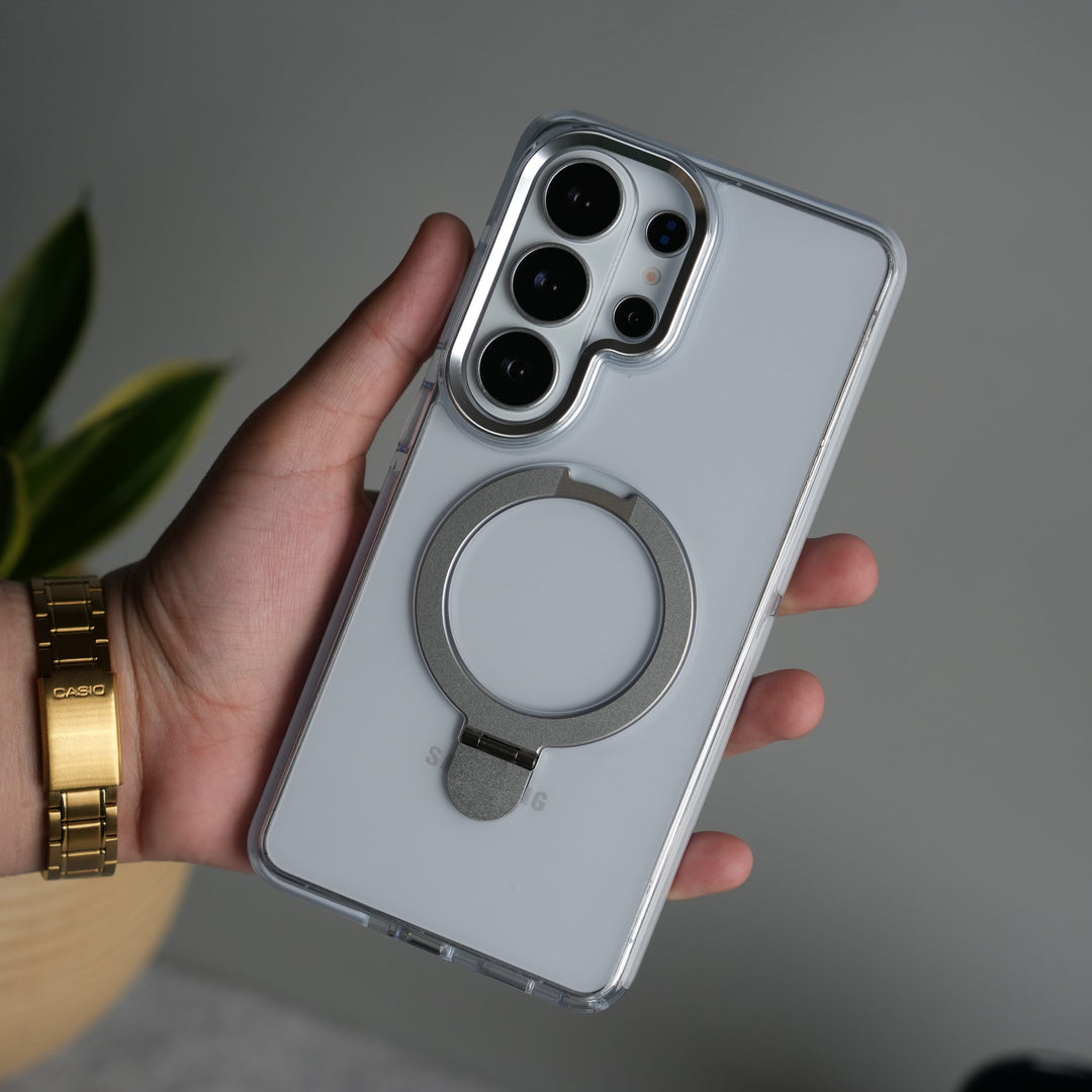 FRATO Samsung S26 Ultra Galaxy S26 Ultra Clear MagSafe Kickstand Case | Transparent Shockproof Slim Cover with Metal Ring Stand