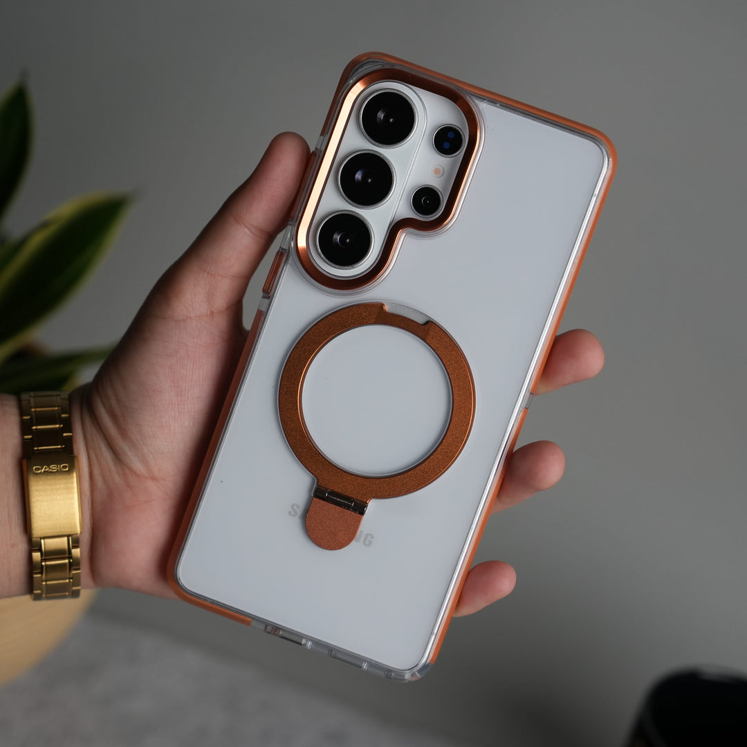 FRATO Samsung S26 Ultra Galaxy S26 Ultra Clear MagSafe Kickstand Case | Transparent Shockproof Slim Cover with Metal Ring Stand